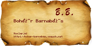Bohár Barnabás névjegykártya